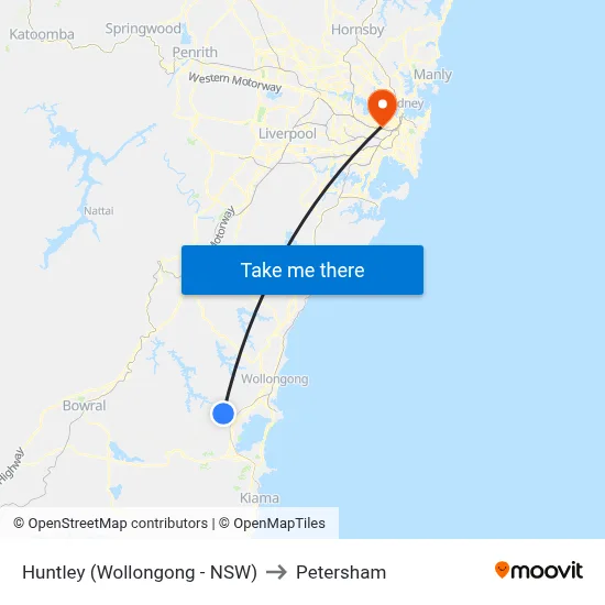 Huntley (Wollongong - NSW) to Petersham map