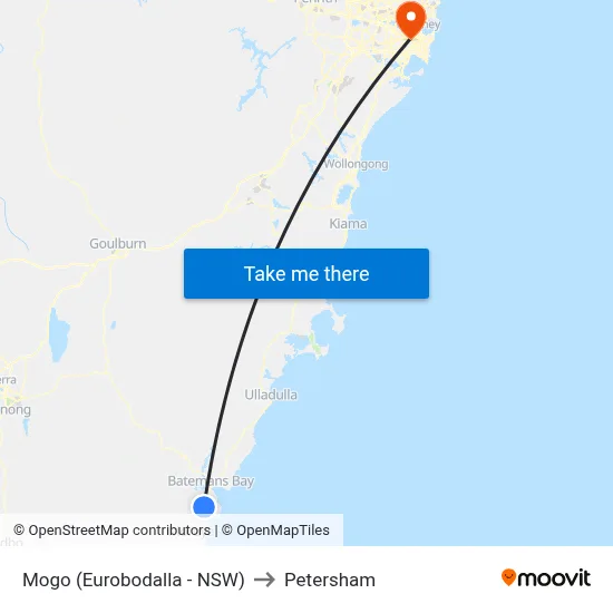 Mogo (Eurobodalla - NSW) to Petersham map