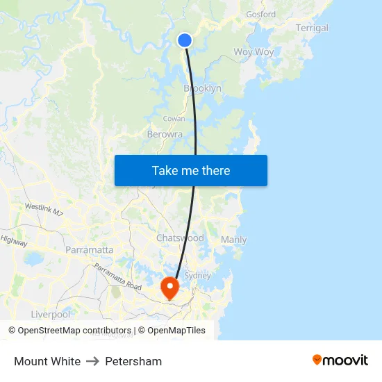 Mount White to Petersham map