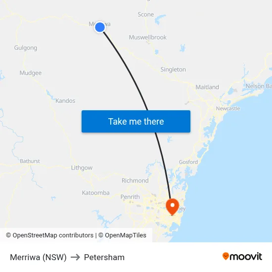 Merriwa (NSW) to Petersham map
