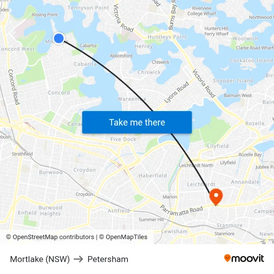 Mortlake (NSW) to Petersham map