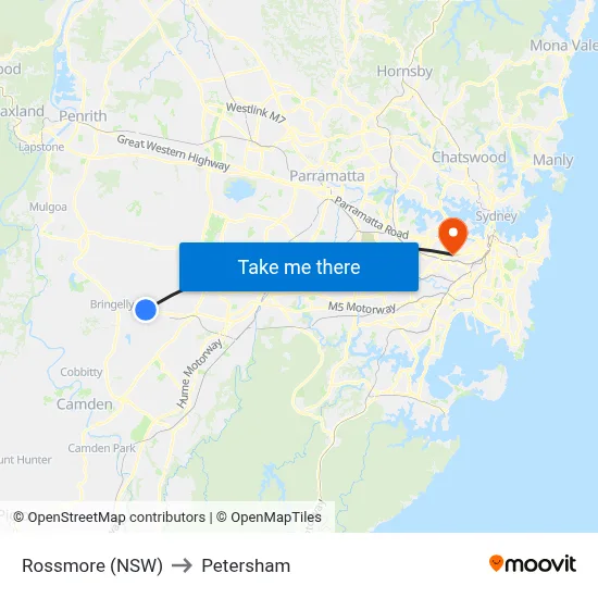 Rossmore (NSW) to Petersham map