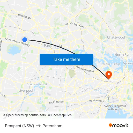 Prospect (NSW) to Petersham map