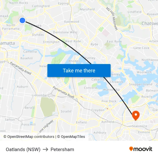 Oatlands (NSW) to Petersham map