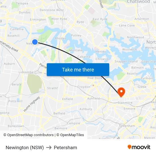 Newington (NSW) to Petersham map