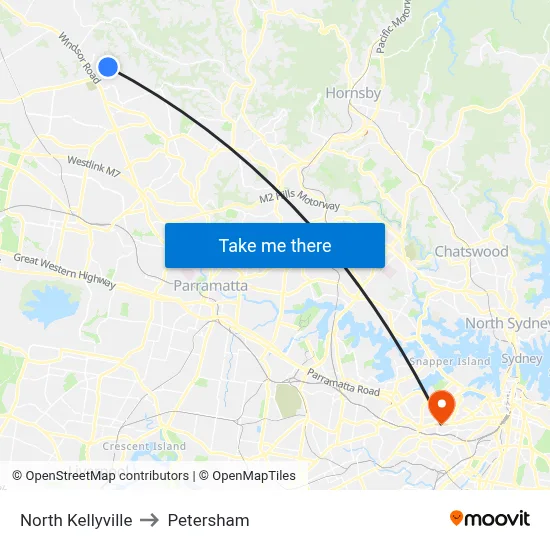 North Kellyville to Petersham map