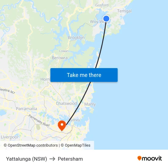 Yattalunga (NSW) to Petersham map