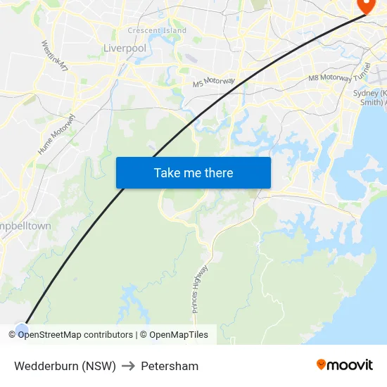 Wedderburn (NSW) to Petersham map