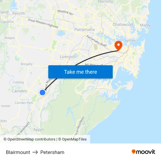 Blairmount to Petersham map