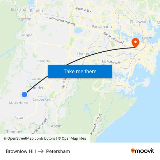 Brownlow Hill to Petersham map