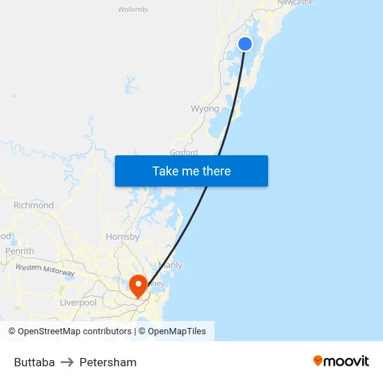 Buttaba to Petersham map