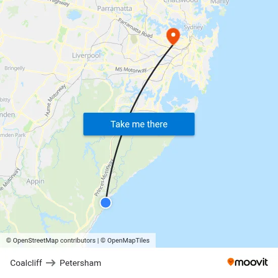 Coalcliff to Petersham map