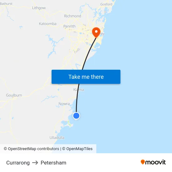 Currarong to Petersham map