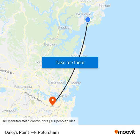 Daleys Point to Petersham map