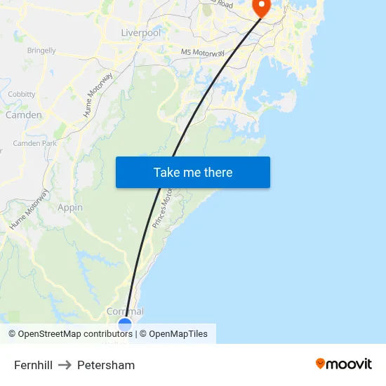 Fernhill to Petersham map