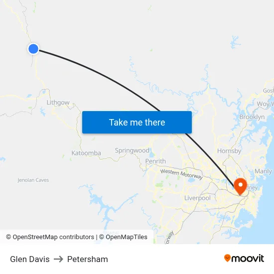 Glen Davis to Petersham map