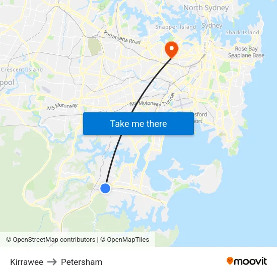Kirrawee to Petersham map