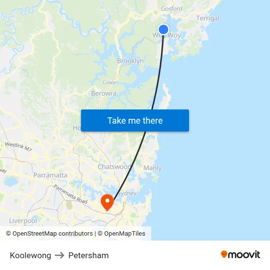 Koolewong to Petersham map
