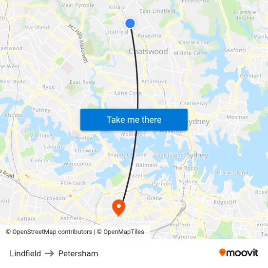 Lindfield to Petersham map