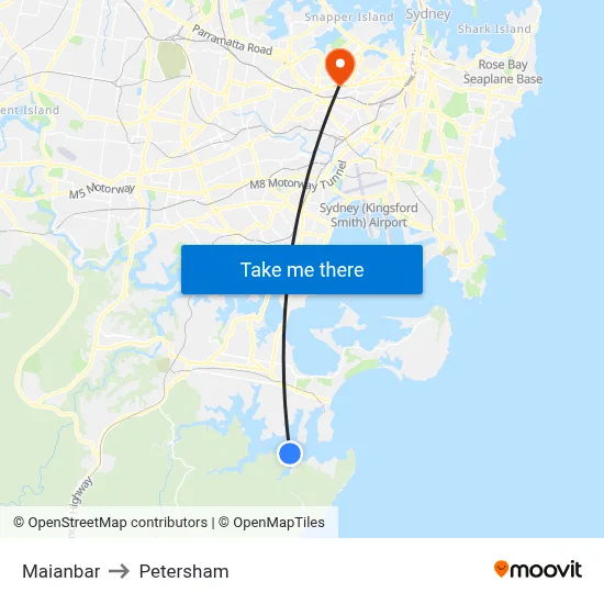 Maianbar to Petersham map