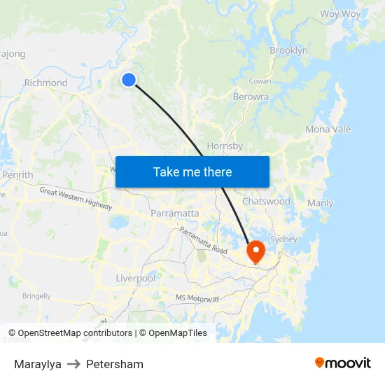 Maraylya to Petersham map