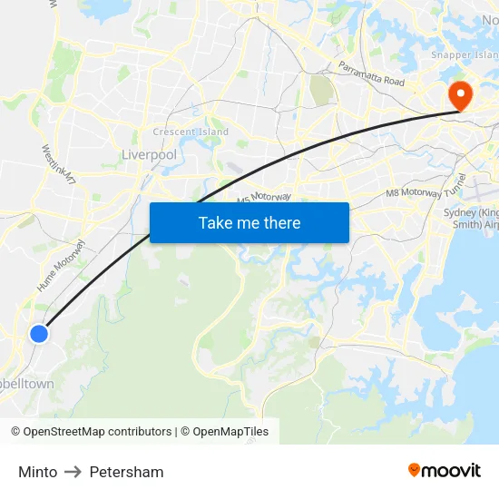 Minto to Petersham map
