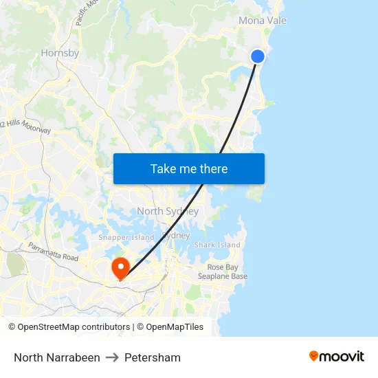 North Narrabeen to Petersham map