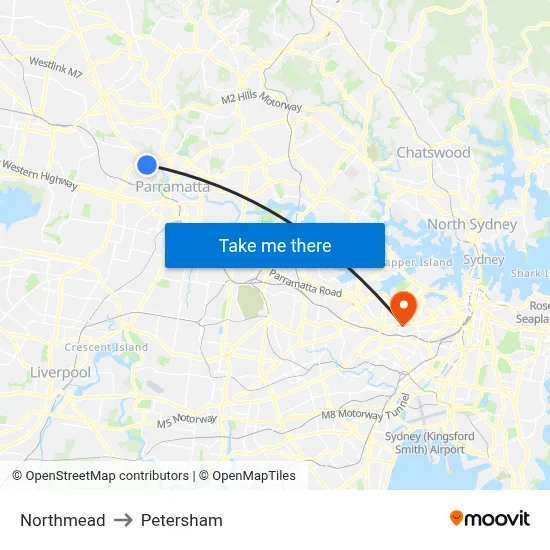 Northmead to Petersham map