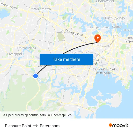 Pleasure Point to Petersham map