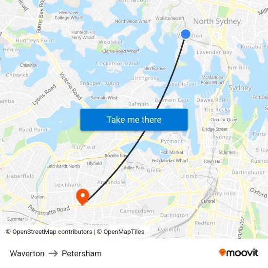 Waverton to Petersham map