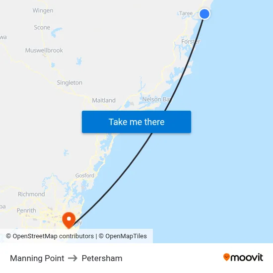 Manning Point to Petersham map