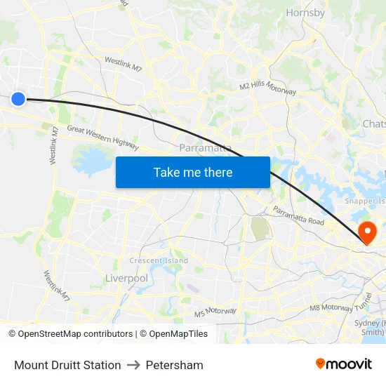 Mount Druitt Station to Petersham map
