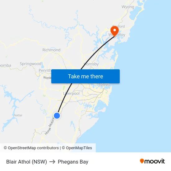 Blair Athol (NSW) to Phegans Bay map