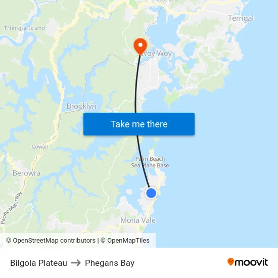 Bilgola Plateau to Phegans Bay map