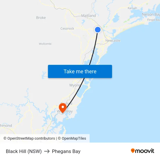 Black Hill (NSW) to Phegans Bay map