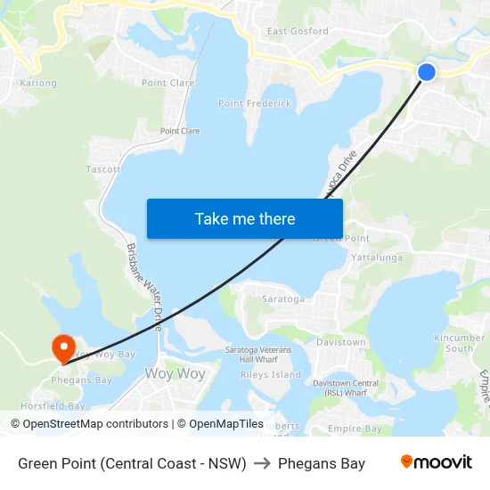 Green Point (Central Coast - NSW) to Phegans Bay map