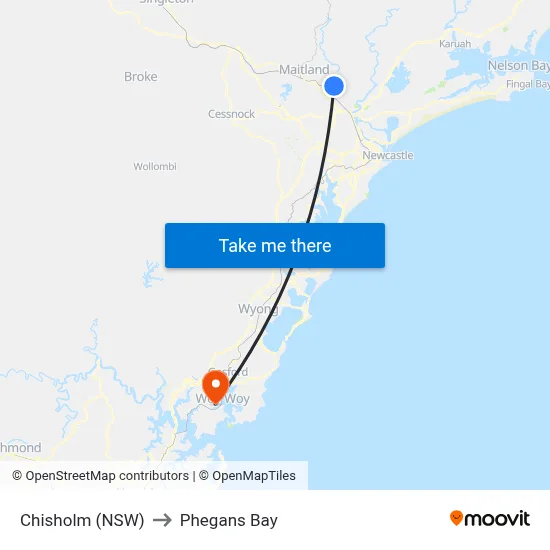 Chisholm (NSW) to Phegans Bay map
