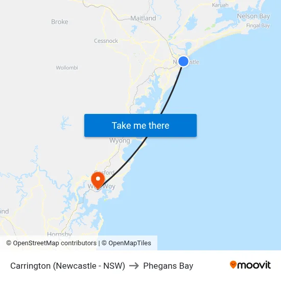 Carrington (Newcastle - NSW) to Phegans Bay map