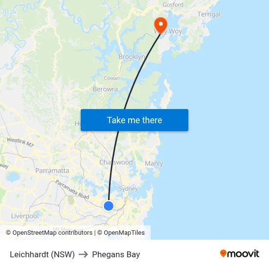 Leichhardt (NSW) to Phegans Bay map