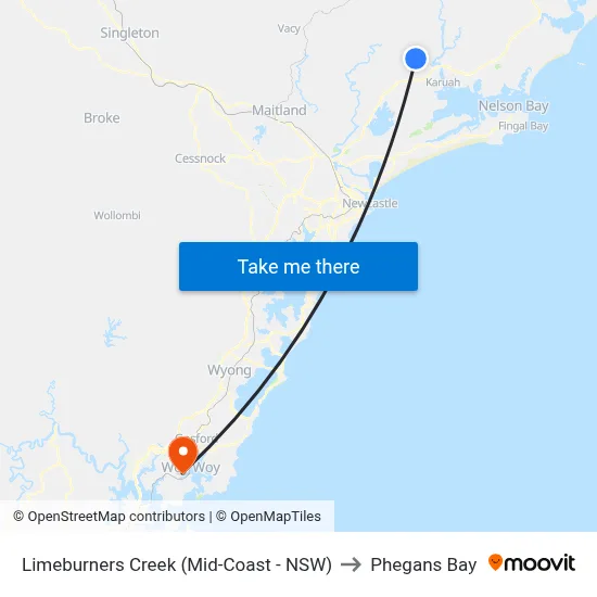 Limeburners Creek (Mid-Coast - NSW) to Phegans Bay map