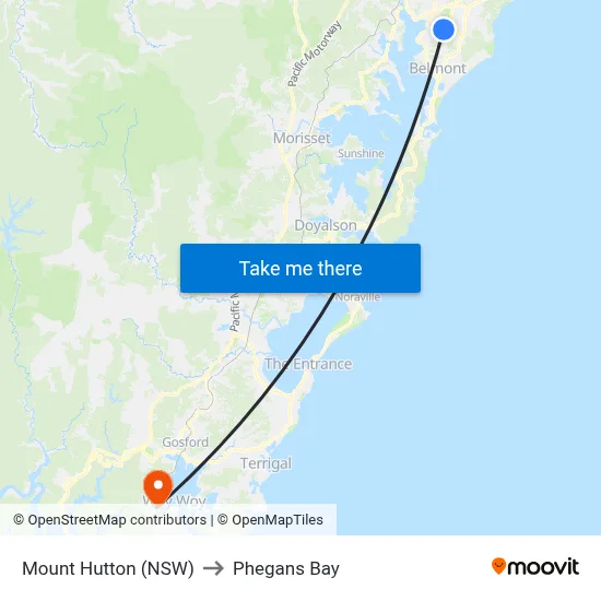 Mount Hutton (NSW) to Phegans Bay map