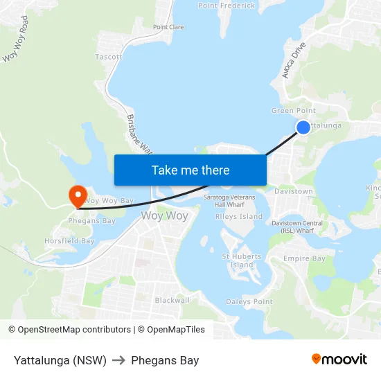 Yattalunga (NSW) to Phegans Bay map