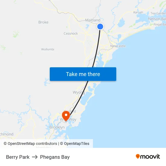 Berry Park to Phegans Bay map