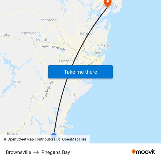 Brownsville to Phegans Bay map