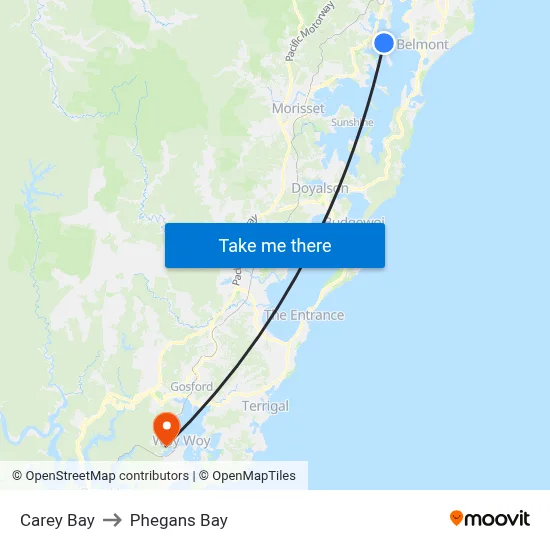 Carey Bay to Phegans Bay map