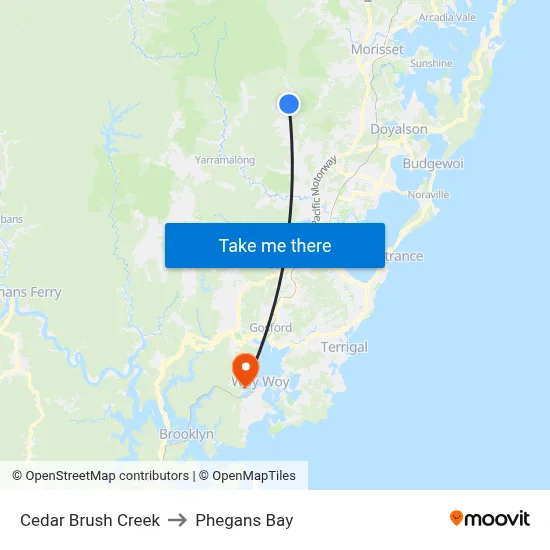Cedar Brush Creek to Phegans Bay map
