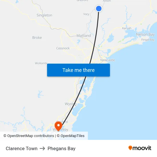 Clarence Town to Phegans Bay map