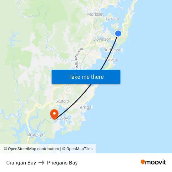 Crangan Bay to Phegans Bay map