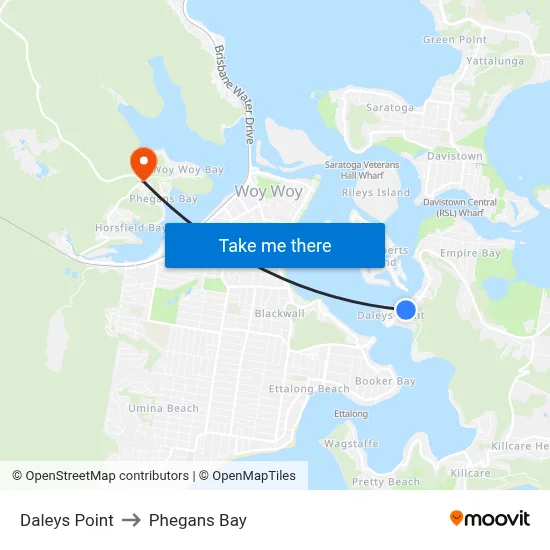 Daleys Point to Phegans Bay map