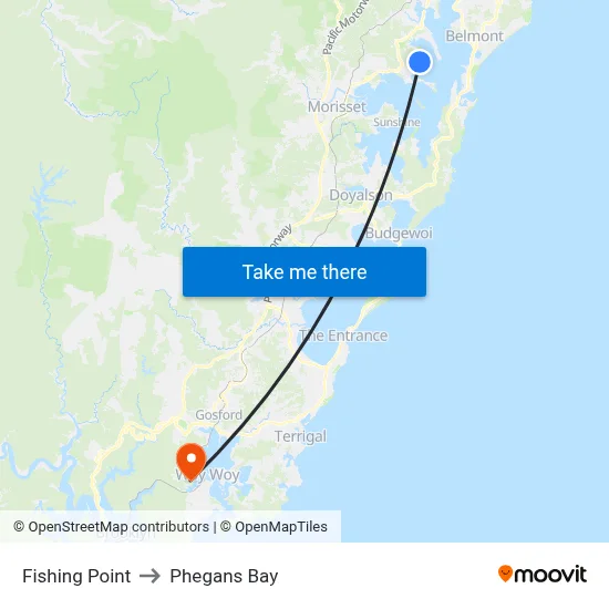 Fishing Point to Phegans Bay map